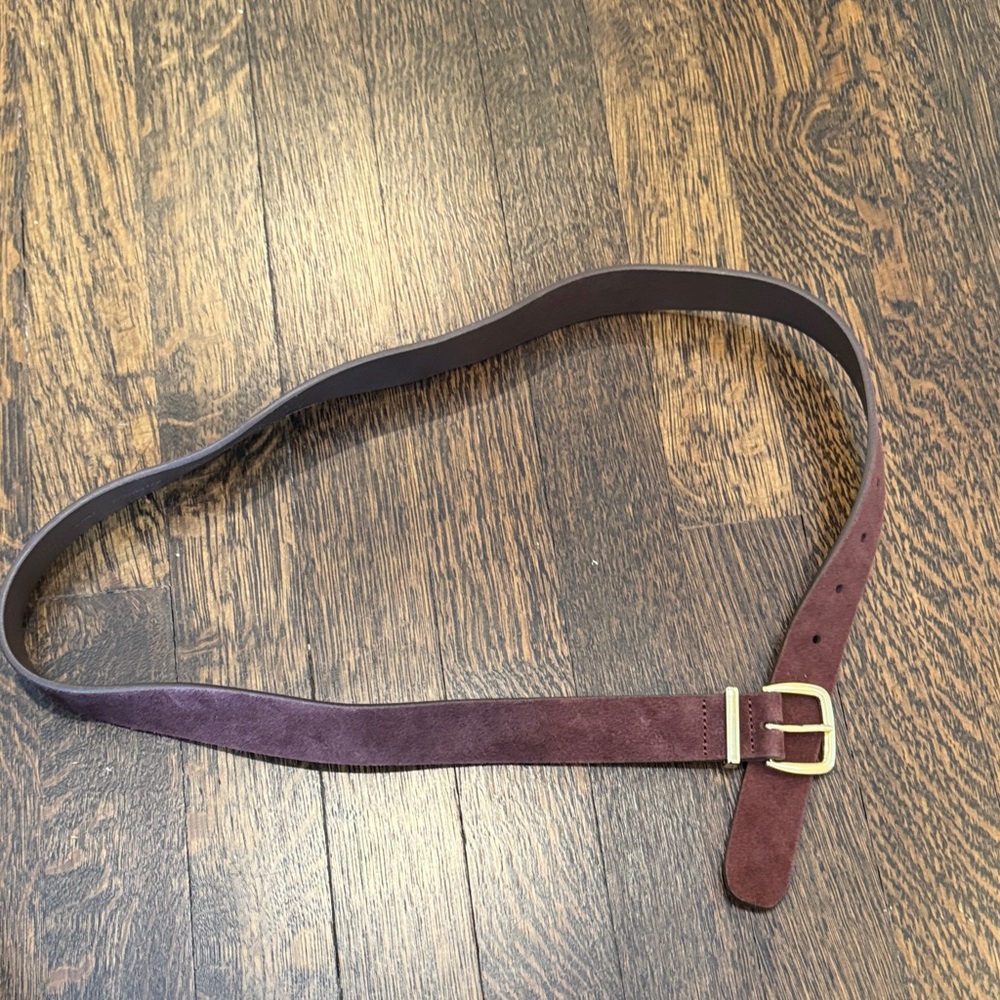 Madewell Brown Suede Belt with Gold Buckle